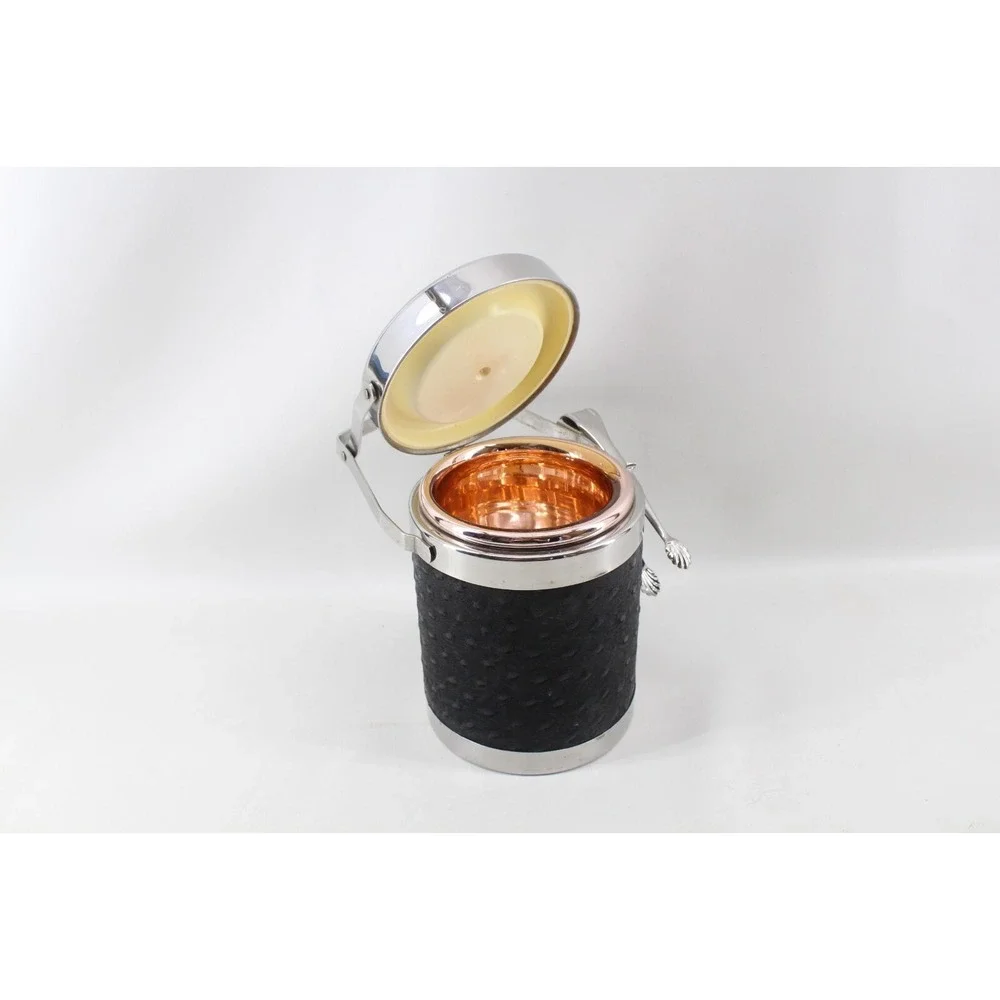Small Vintage 1970s SUS INOX 18/10 ice Bucket, ice cube tongs stainless steel‎